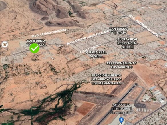 Terreno en venta en Hermosillo, ubicado cerca del aeropuerto internacional, ideal para inversión en bienes raíces comerciales y residenciales en zonas en crecimiento.