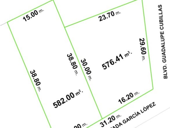 Amplia parcela de bienes raíces comerciales en Guadalajara con excelente ubicación, ideal para inversión y desarrollo empresarial, con un total de 576.41 m² y fácil acceso por avenidas principales.