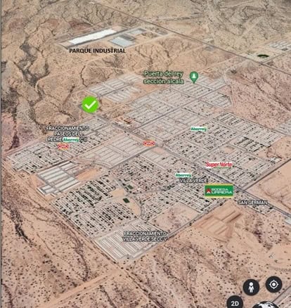 Amplia vista aérea de la zona industrial en Hermosillo, Sonora, destacando terrenos y parques industriales ideales para inversión en bienes raíces comerciales.