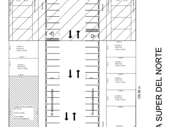 Fompo bienes raíces comerciales con plano del terreno de 5432 m2 en Plaza Super del Norte, ideal para inversión y desarrollo inmobiliario.