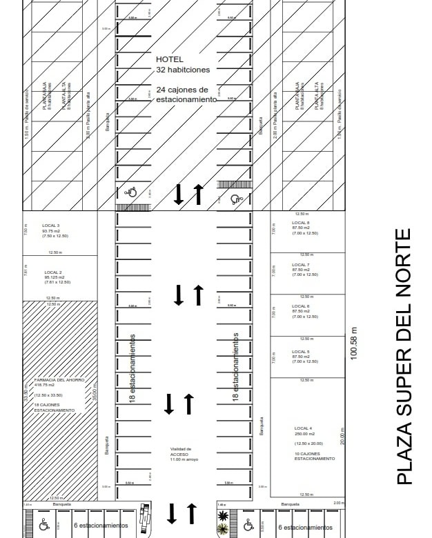 Fompo bienes raíces comerciales con plano del terreno de 5432 m2 en Plaza Super del Norte, ideal para inversión y desarrollo inmobiliario.