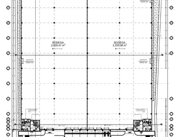 Bodega comercial de grandes dimensiones en proyecto arquitectónico, ideal para almacenamiento y logística en zonas industriales o comerciales. Diseño funcional y espacios optimizados para tu negocio.