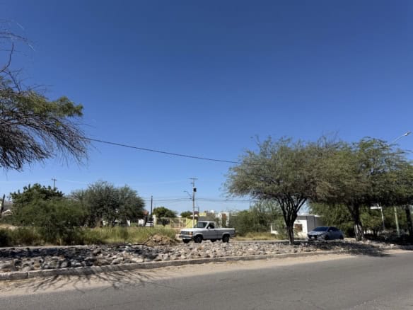 Amplio terreno en venta con árboles y vista a la calle, ideal para desarrollo comercial o industrial en una zona en crecimiento. Oportunidad de inversión en bienes raíces comerciales.