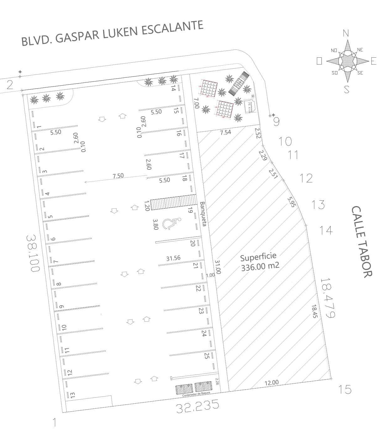 Blvd Gaspar Luken Escalante No 1105 . 1.9-model_ Amplio lote comercial en renta en zona estratégica con excelente ubicación y superficie de 336 m2, ideal para negocios y oficinas, con fácil acceso y servicios disponibles.