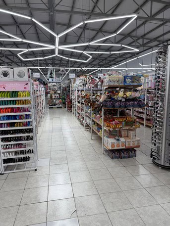 Amplios interiores con iluminación moderna en un establecimiento comercial de artículos variados, ideal para negocios y tiendas de conveniencia en ubicaciones estratégicas.